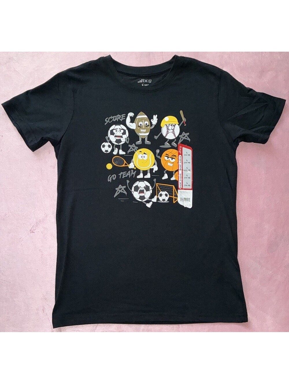 BCG Boys L 14-16 SS Black - Go Team Sports - Shirt NWT